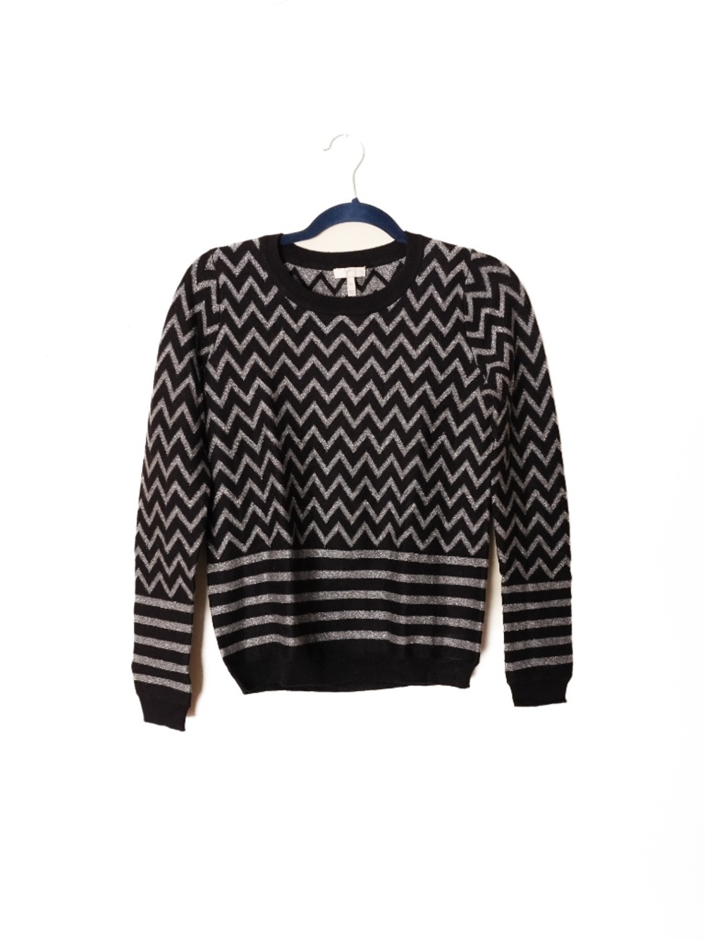 Joie Hideaki Metallic Chevron Long Sleeve Sweater